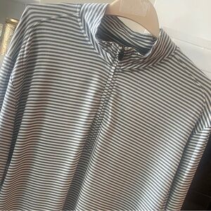 johnnie-O Blue and White Striped Quarter Zip